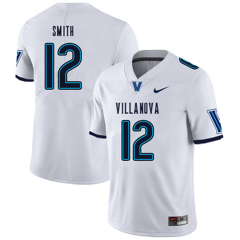 Men #12 Daniel Smith Villanova Wildcats College Football Jerseys Sale-White
